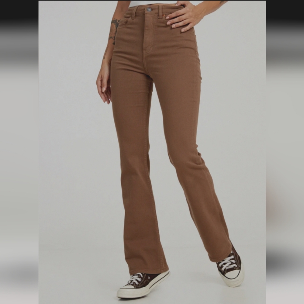 Chocolate Brown Flared Bootcut Jeans - Picture 4 of 4